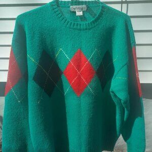 Vintage Gap Clothing Co. Mens XL Green Preppy Virgin Wool Long Sleeve Sweater